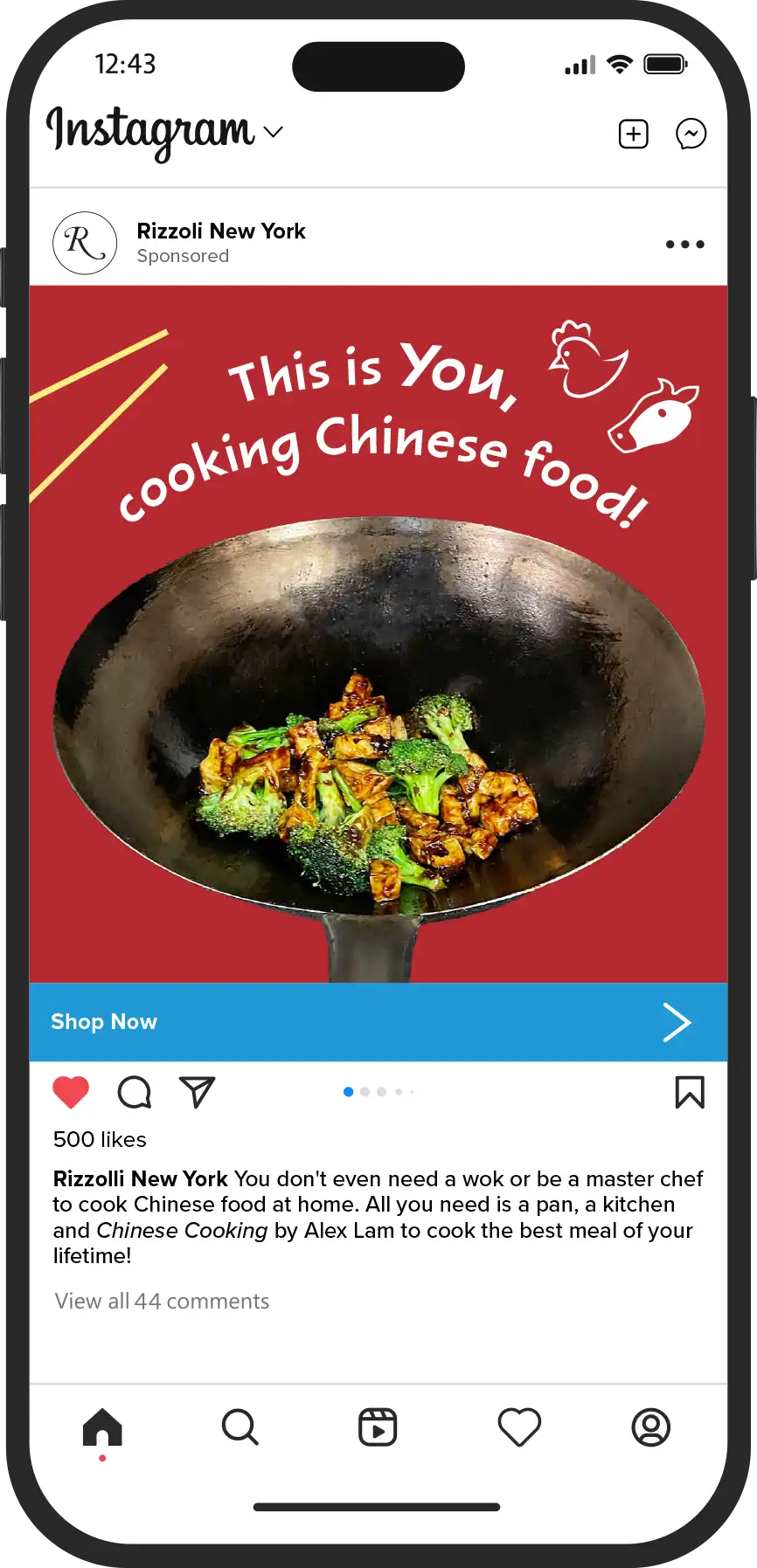 Chinese Cooking book Instagram post