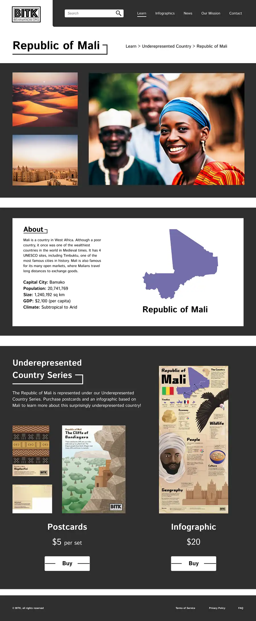 BeInTheKnow.org website Mali page