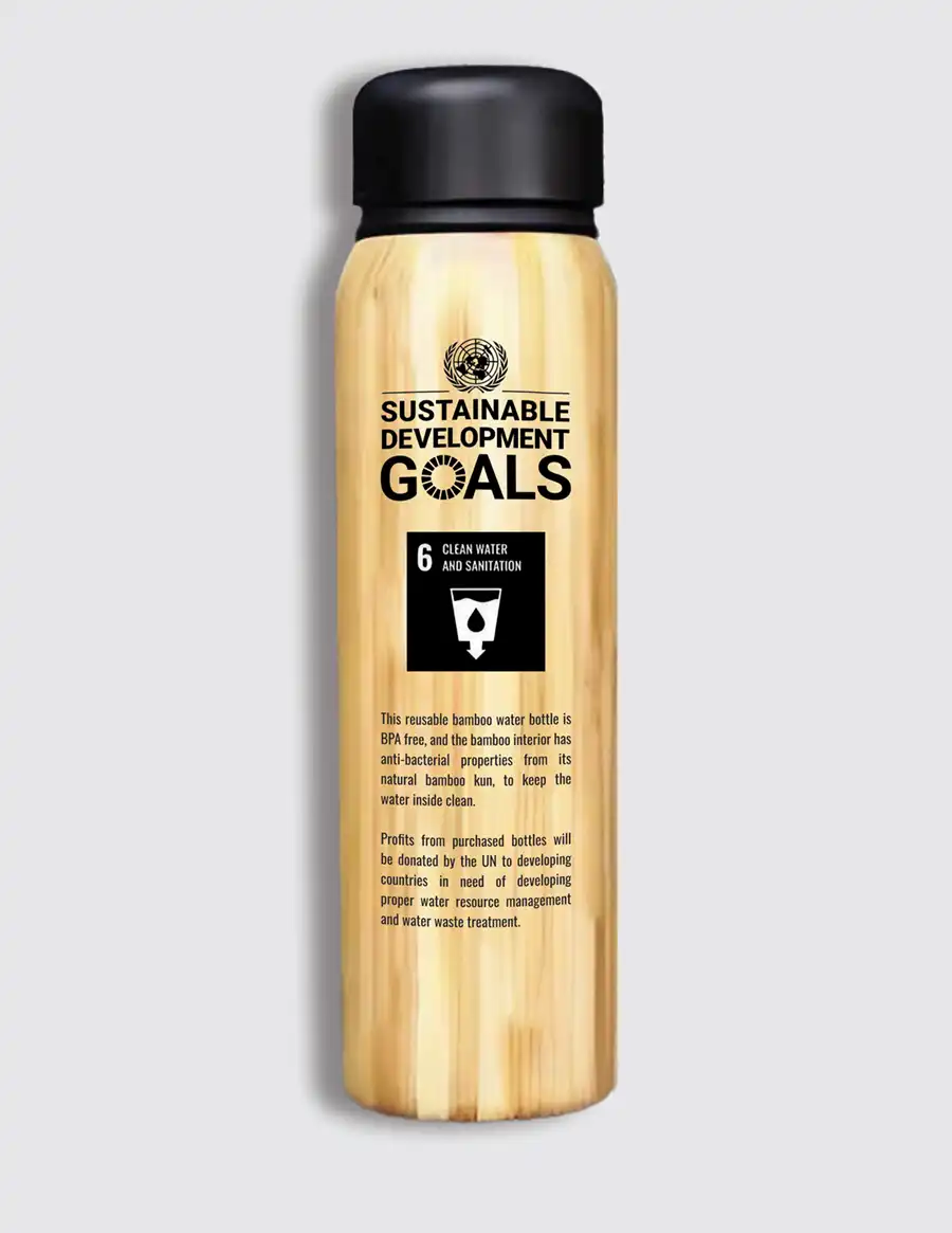 UN Campaign Goal 6 water bottle back